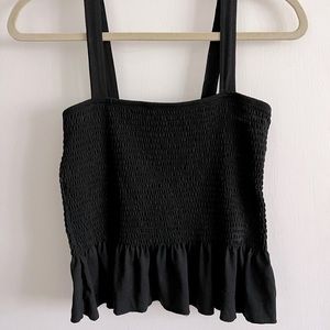 Black ruffle tank